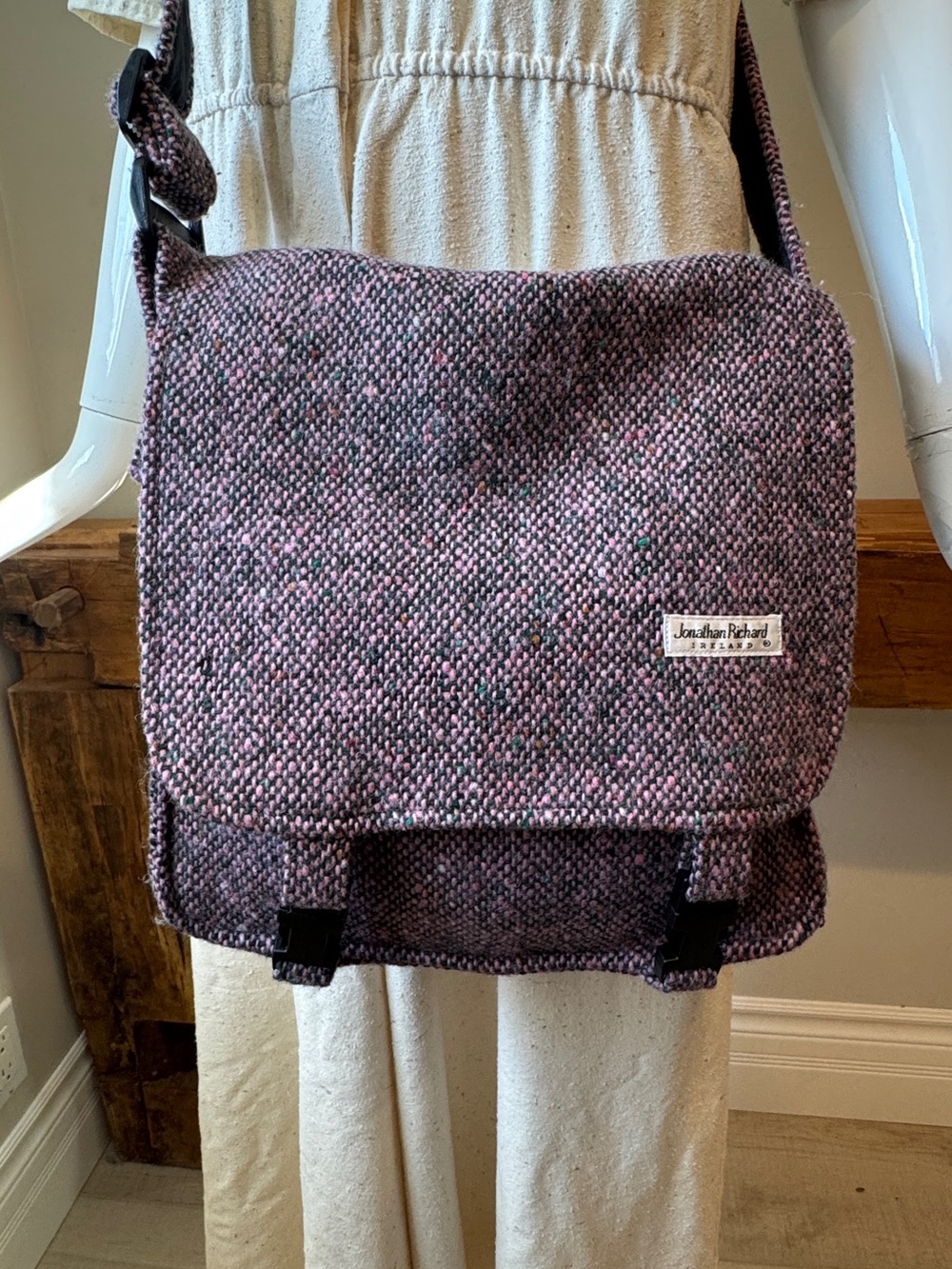 Jonathan Richard Ireland 100% Wool Tweed Messenger Crossbody Bag - Picture 2 of 8